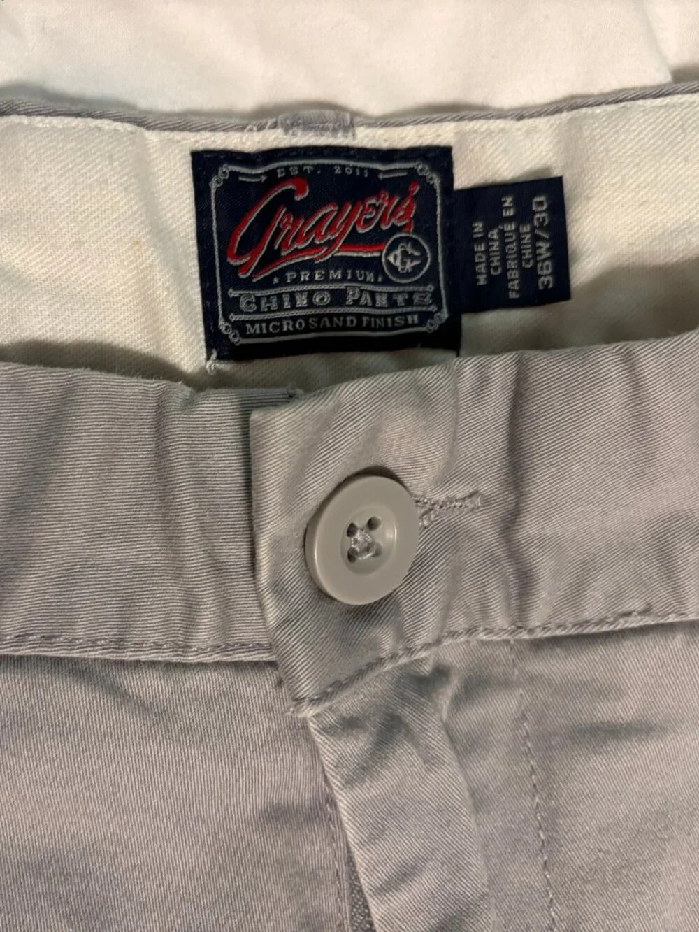 Grayers Premium Chino Pants - Micro Sand Finish - Gray - 36/30